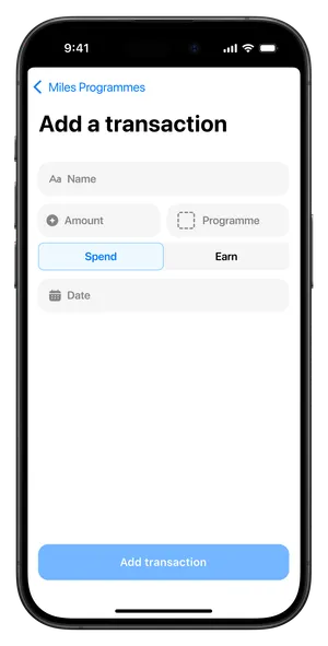 Add transaction empty form
