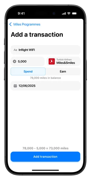 Add transaction filled form