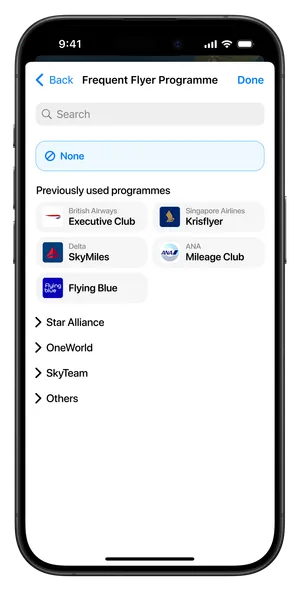 Miles selection for existing users