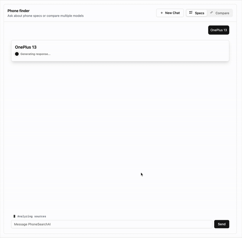 Phone Specifications View