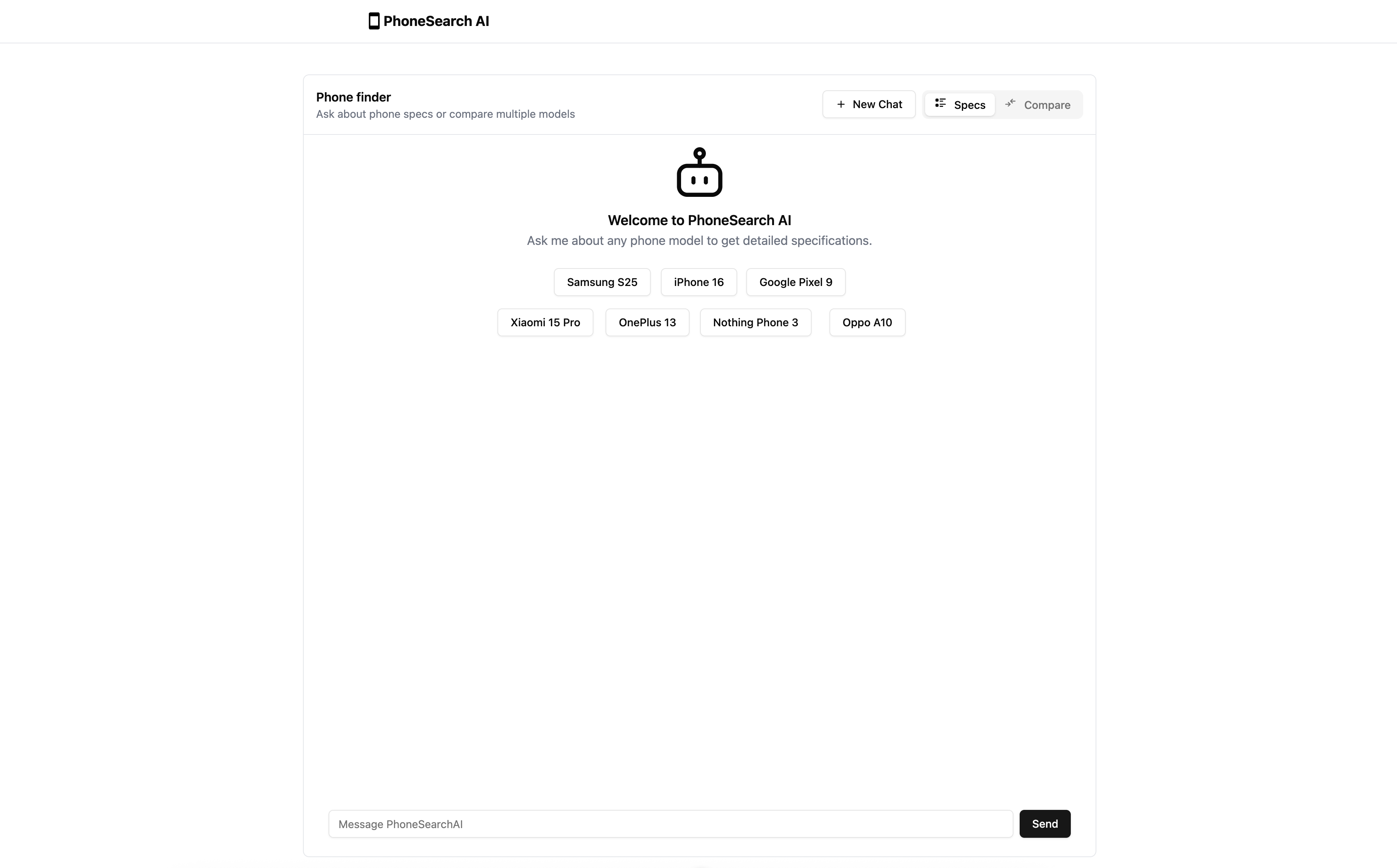 Phone Comparison Interface